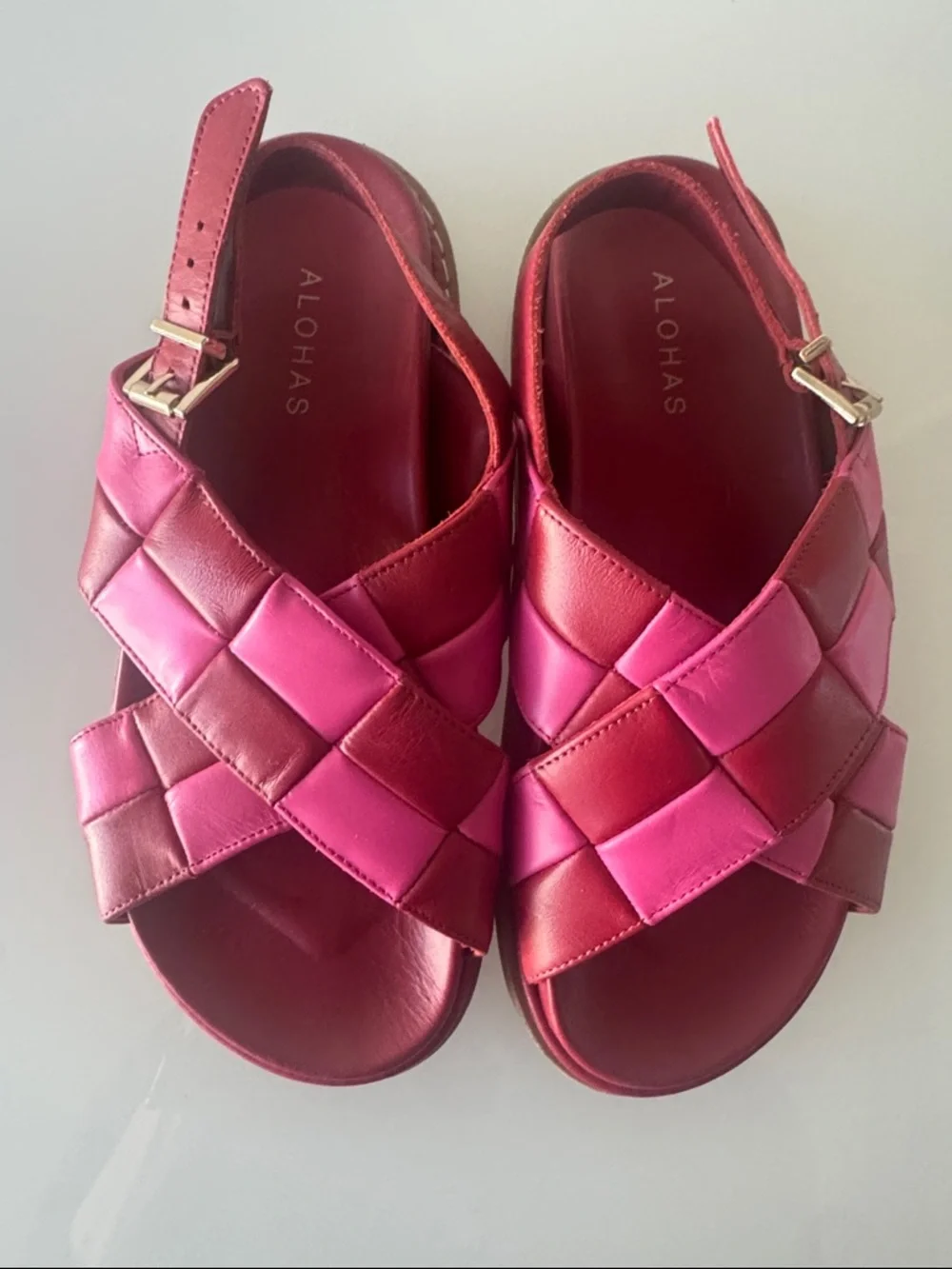 ALOHAS Marshmallow Scacchi Sandal Lipstick Red Magenta Size EU 39 - Picture 4 of 12